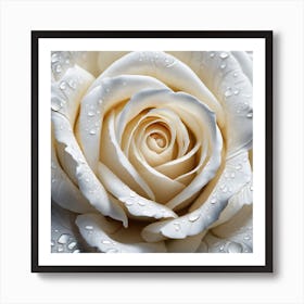 White Rose With Water Droplets 3 Art Print