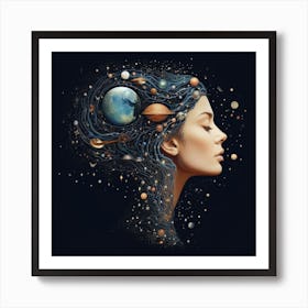 Woman and Night Sky Art Print