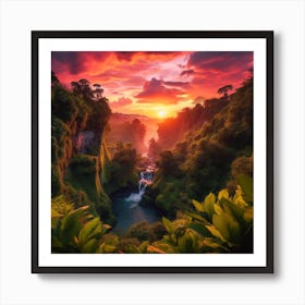 Sunset In The Jungle 7 Art Print