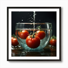 Water Splashing Tomatoes Art Print