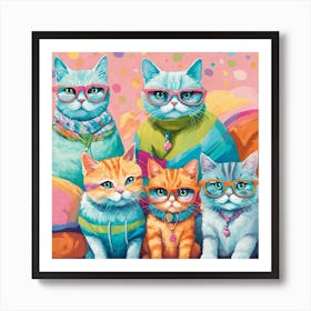 Family Of Cats Art Print