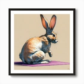 Rabbit On Yoga Mat Art Print