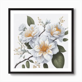 White Flowers myluckycharms Art Print