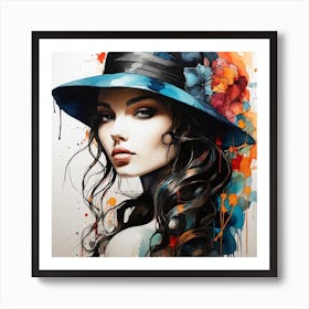 Woman In A Hat 12 Art Print