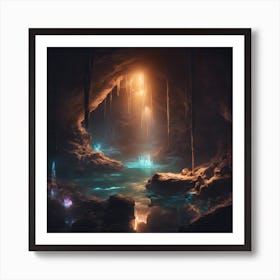 Caves And Waterfalls Art Print