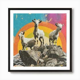Mountain Goat Rainbow Collage 4 Art Print