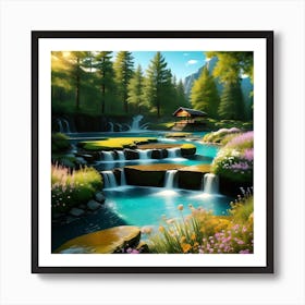 Waterfall In The Forest Art Print