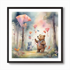 A Bear in a Forest Art Print