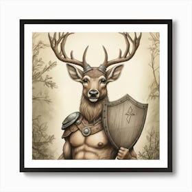 Deer Warrior 1 Art Print