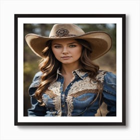 Cowgirl In Cowboy Hat Art Print