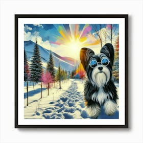 Dog In The Snow 3 Art Print