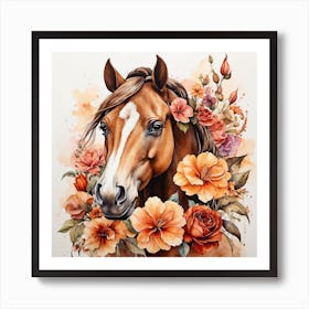 Horse With Flowers 2 Art Print