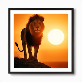 Lion At Sunset Art Print