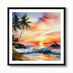 Sunset At The Beach 119 Art Print