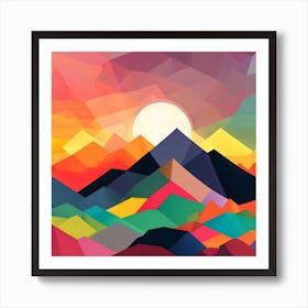 Abstract Painting of mountains in the sunset Art Print