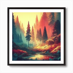 Colorful Treetops Art Print