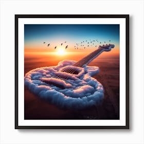 Guitar In The Clouds Art Print