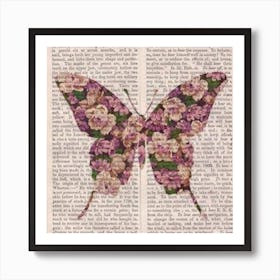 Butterfly On A Book Page Art Print