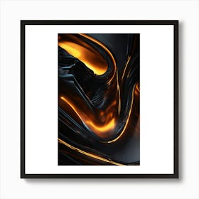 Abstract Black And Orange Art Print