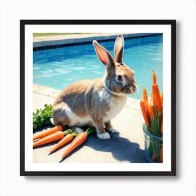 Rabbits By The Pool Art Print