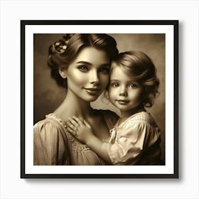 Portrait Of Mother And Daughter Happy Mother's Day Art Print