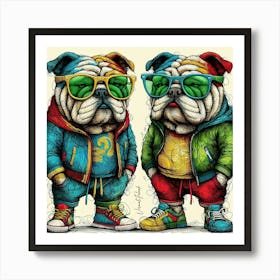 Urban Clothing Bulldog Twins Art Print