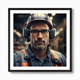 Photo Man With Helmet Working Logistic 0 Art Print