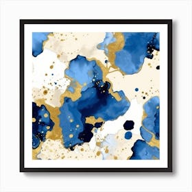 Alcohol Ink In Blue And Gold 4 Art Print