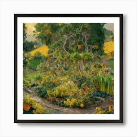 Gustav Klimt Style Farm Garden 26 Art Print