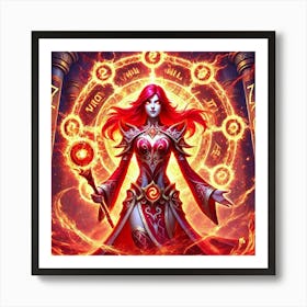 Seraphine Emberveil Crimson Aura Art Print