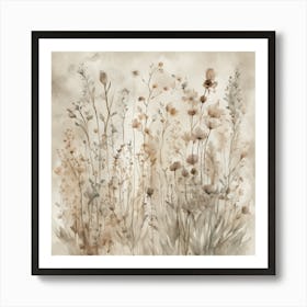  Wildflower , Neutral Muted Colours, Watercolour  Art Print