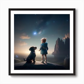 Chasing Stars: A Canine Guide Art Print