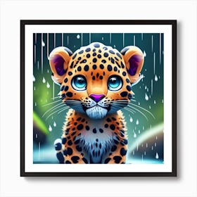 Leopard In The Rain 1 Art Print