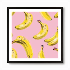 Bananas On A Pink Background 1 Art Print