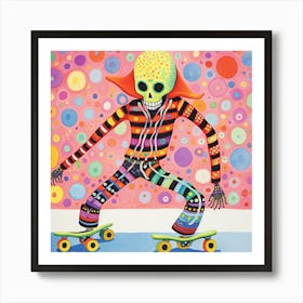 Skeleton Skateboarder Art Print