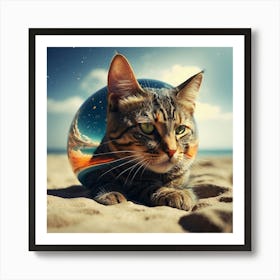 Cat In A Glass Ball Art Print