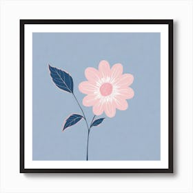 A White And Pink Flower In Minimalist Style Square Composition 160 Art Print