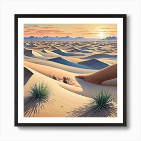 Loneliness Of The Desert Cubism Style Art Print