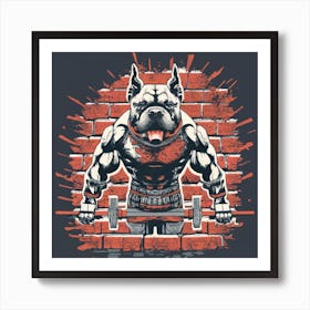 A Warrior Pitbull With Fit Human Body Came Out O Art Print