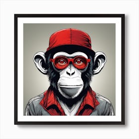 Monkey With Glasses Art Print