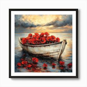 Poppies In A Boat Art Print