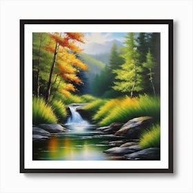 Waterfall In A Forest 1 Art Print