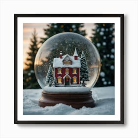 Snow Globe With House Art Print