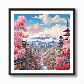 Cherry Blossoms In Japan Art Print