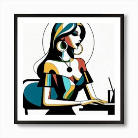 A woman by mid-20th century graphic design 4 Art Print