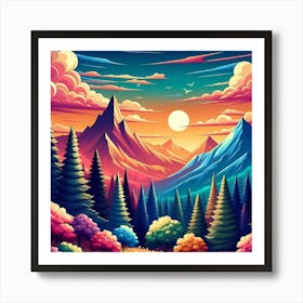 Colorful Mountain Landscape 1 Art Print