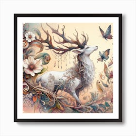 A white stag 1 Art Print