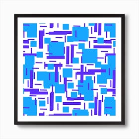 Shapely Overlap Navy Turquoise Geometric Abstract 1 Art Print