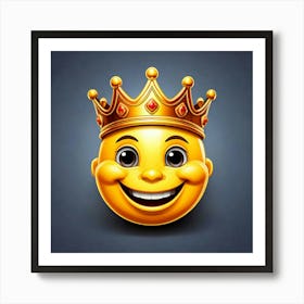 Firefly Emoji, Smiley, Face, Crown, Detailed, Realistic, Gray, Background, Royalty, Happy, Expressio (10) Poster