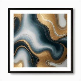 Gold And Black Swirls 1 Art Print